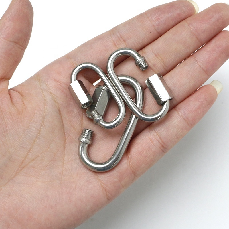 Auto Locking Swivel Carabiner Link Chain Keychain Connector Custom Buckle Keychain Connector Stainless Steel Chain Link, M3.5-12