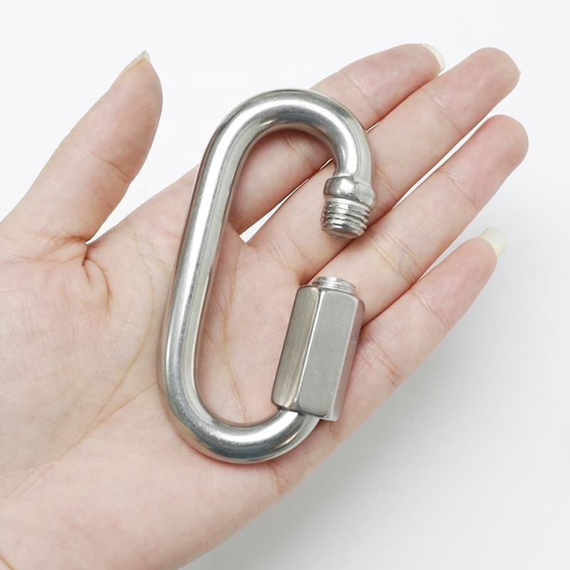 Auto Locking Swivel Carabiner Link Chain Keychain Connector Custom Buckle Keychain Connector Stainless Steel Chain Link, M3.5-12