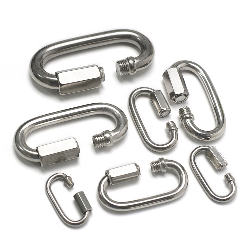 Stainless Steel Quick Links Climbing Carabiner Large Opening Locking Chain Links Clips Hook Heavy Duty Carabiners For Hiking