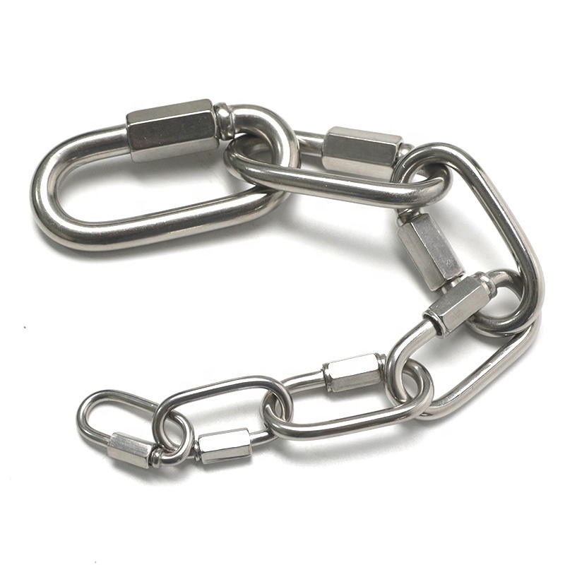 Stainless Steel Quick Links Climbing Carabiner Large Opening Locking Chain Links Clips Hook Heavy Duty Carabiners For Hiking