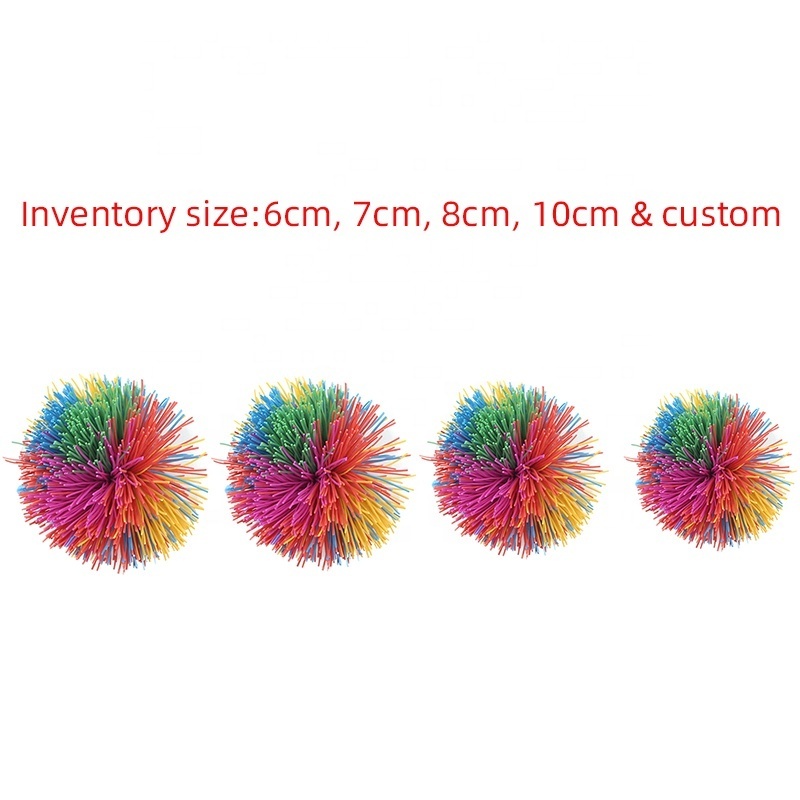 Monkey String Balls Office Stress Toys, Great Sensory Fidget Rainbow Bouncy Pom Stretchy Balls,  Colorful Koosh Balls Toys