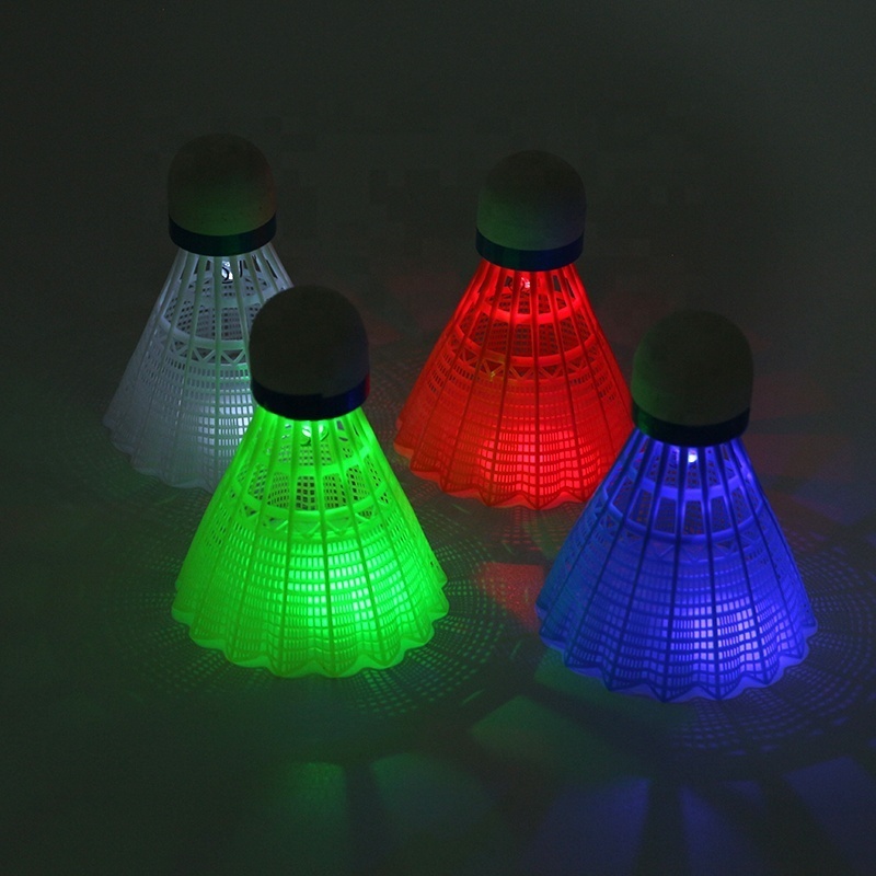 LED Nylon Shuttle Cock Badminton Plastic Shuttlecock Glowing Badminton Glow In The Dark Birdies Colorful Light for Night Use