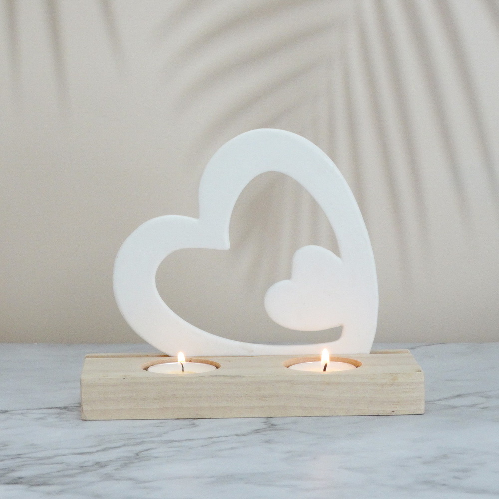 Hot Selling Ceramic Candle Holder Heart Shaped Tealight Holder Valentines Gift Candle Holder Sets