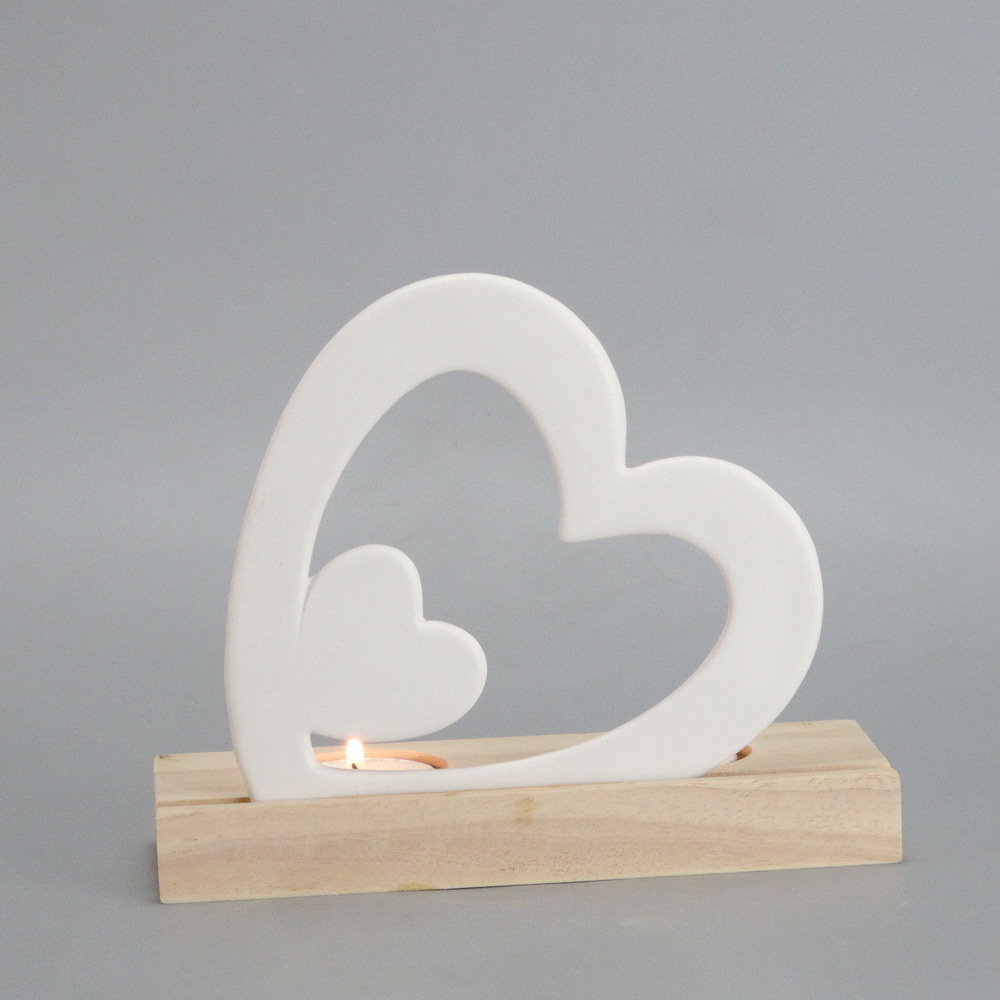 Hot Selling Ceramic Candle Holder Heart Shaped Tealight Holder Valentines Gift Candle Holder Sets