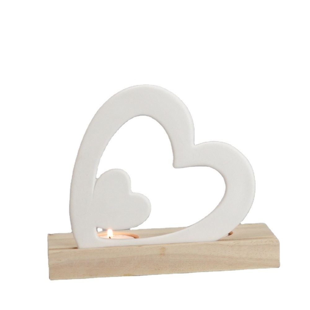 Hot Selling Ceramic Candle Holder Heart Shaped Tealight Holder Valentines Gift Candle Holder Sets