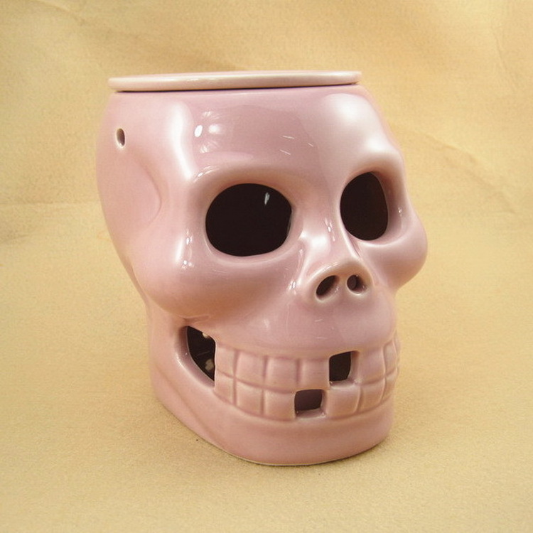 Fancy Halloween Black Skull Wax Warmer Ceramic Skull Oil Burner Eco-friendly Manufacturer Customize Modern Tea Light Global