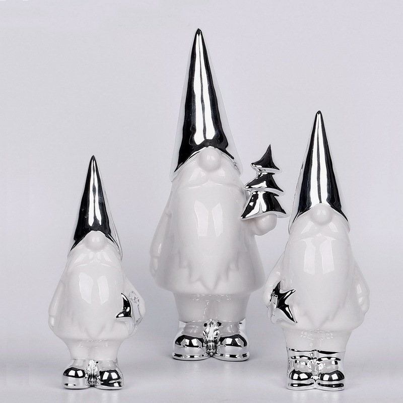 Nordic Holiday gifts sliver porcelain Christmas reindeer decor ceramic deer decoration