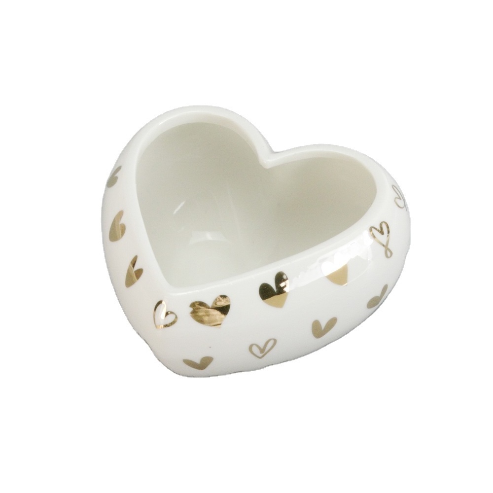 Valentines Series Porcelain Candle Jar Candle Holder White Heart Shaped Candle Jar for Home Decoration