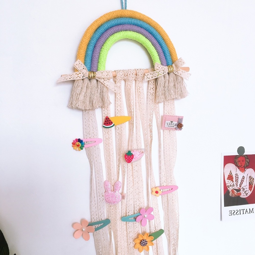 Kids Room Decoration Rainbow wall hanging hair Accessories Storage Belt for girls