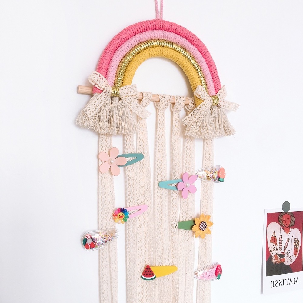 Kids Room Decoration Rainbow wall hanging hair Accessories Storage Belt for girls