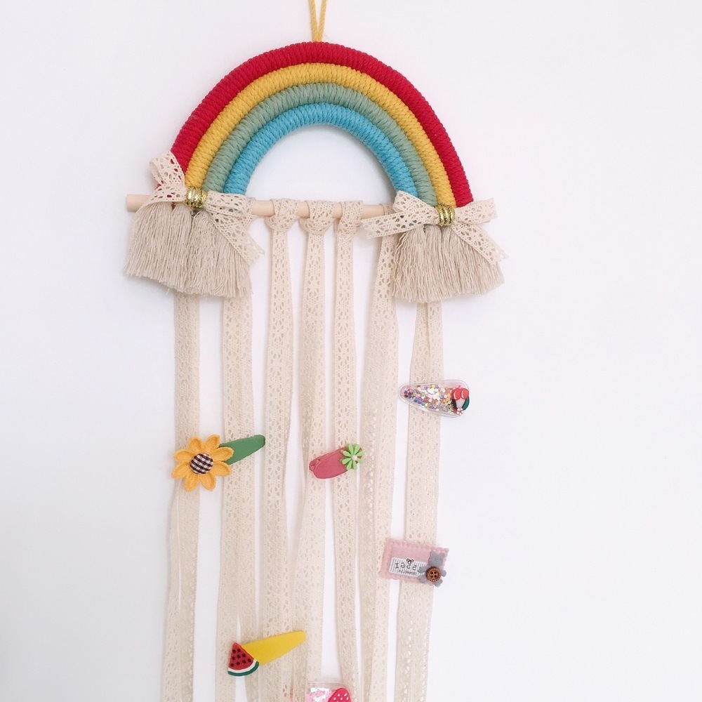 Kids Room Decoration Rainbow wall hanging hair Accessories Storage Belt for girls