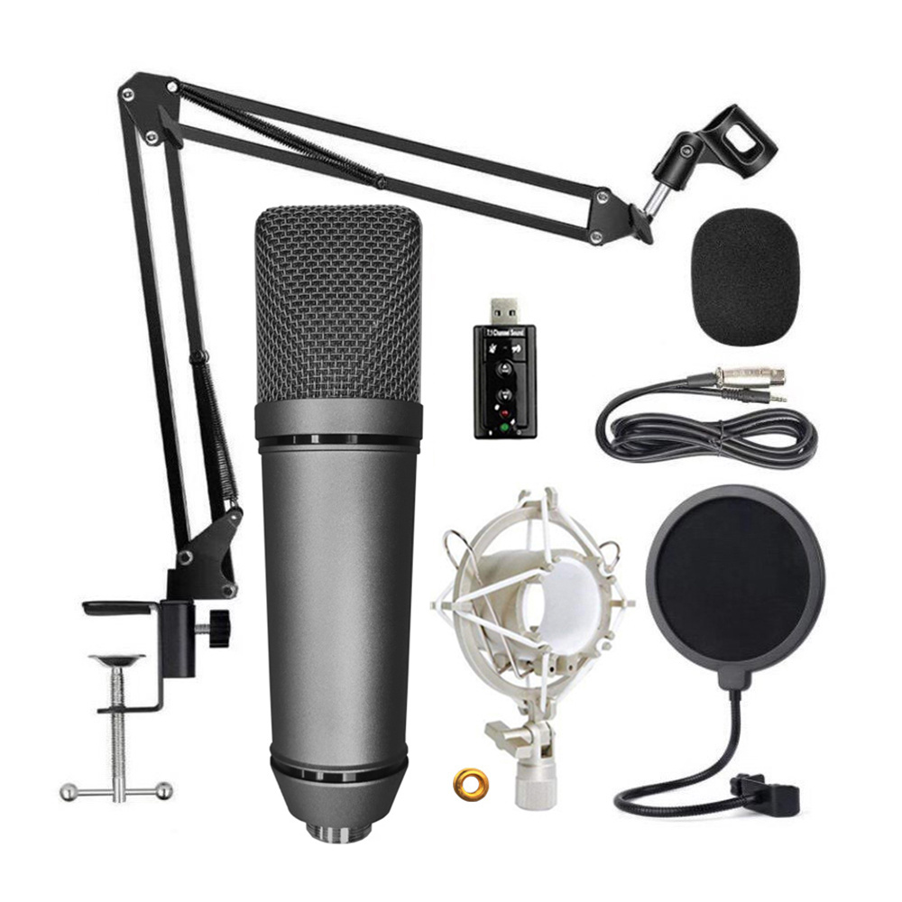 GAM-U87P Professional Studio Condenser Microphone 34mm Large Diaphragm Cartridge with shock mount filter scissor Arm stand