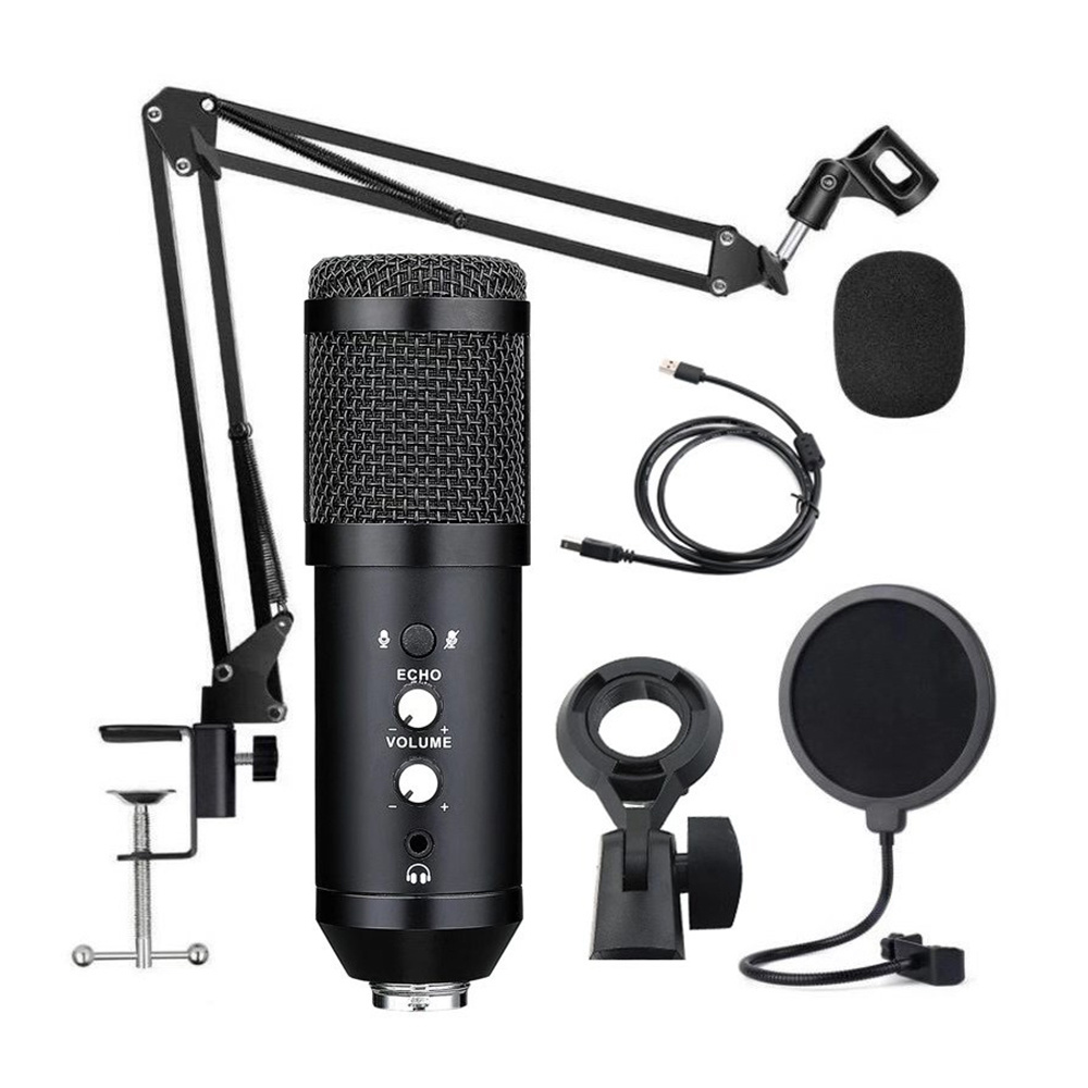 GAM-U87P Professional Studio Condenser Microphone 34mm Large Diaphragm Cartridge with shock mount filter scissor Arm stand