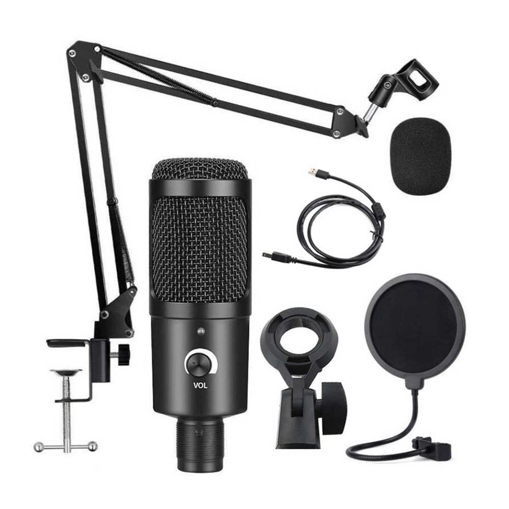 GAM-U87P Professional Studio Condenser Microphone 34mm Large Diaphragm Cartridge with shock mount filter scissor Arm stand