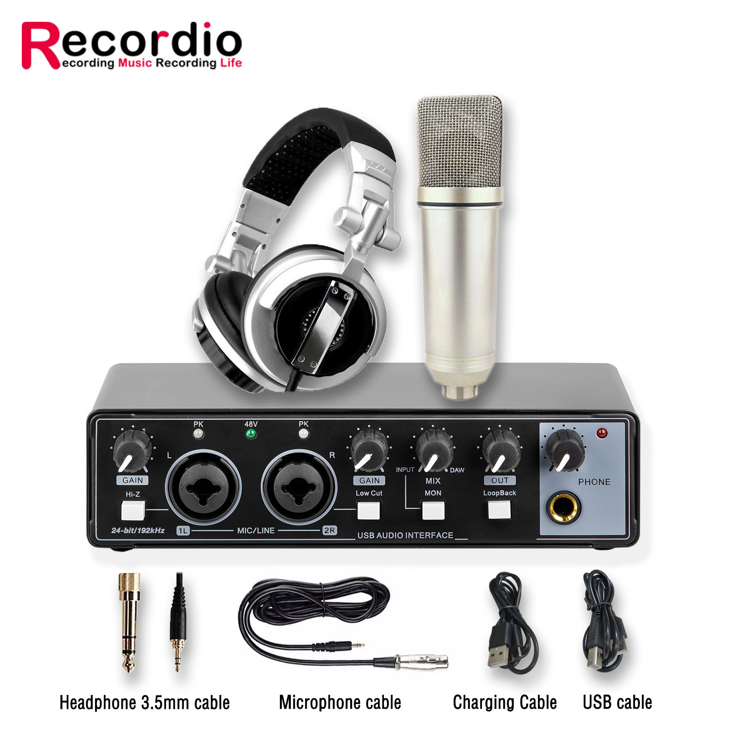 The Newest Professional Audio Set Music Home Studio Monitors Recording Mic Microphone Headphones Equipment Kit