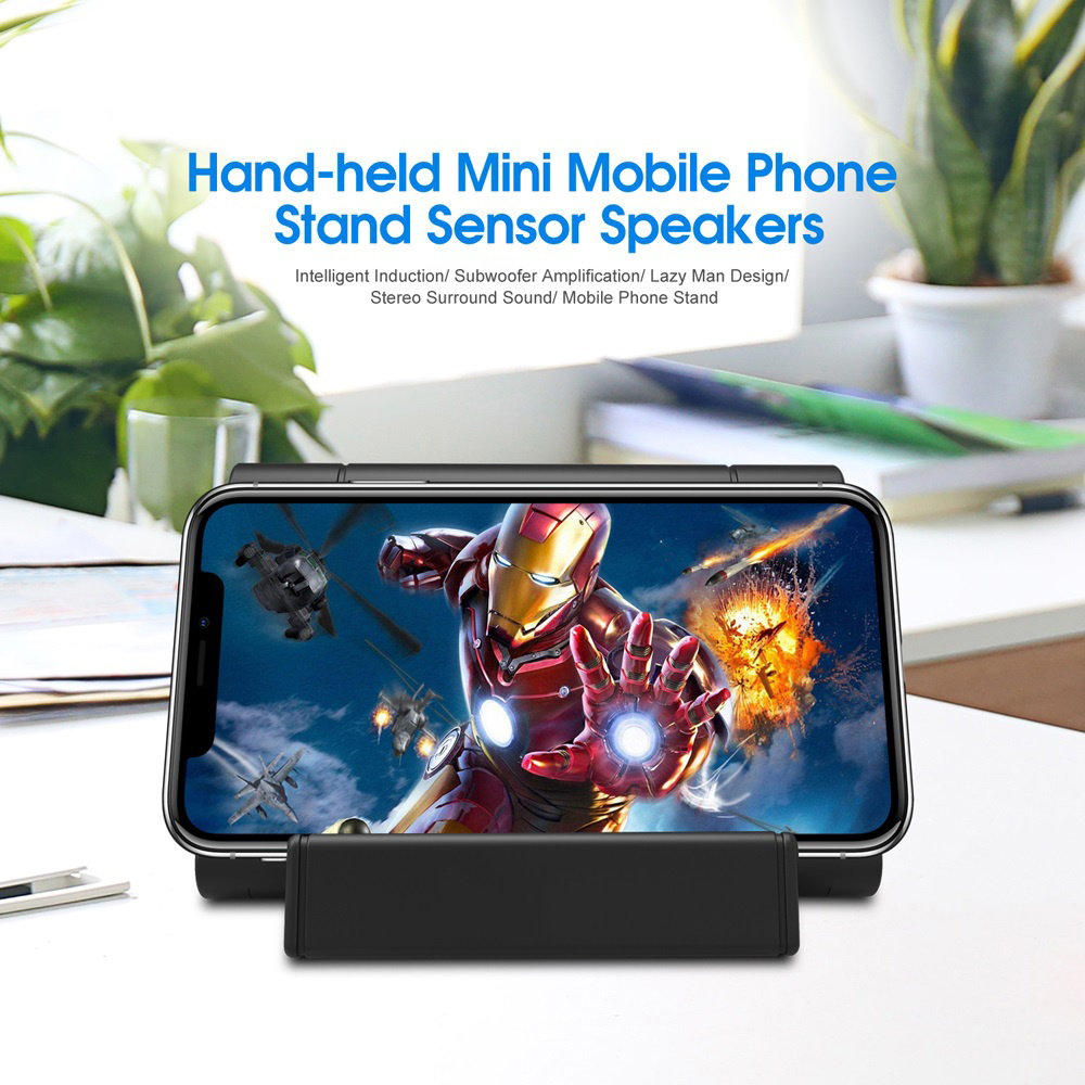 GAS-30 Wireless Sensor Subwoofer Amplifier Mini Smart Mobile Phone Stand Holder Portable Loudspeaker Outdoor Audio Speakers