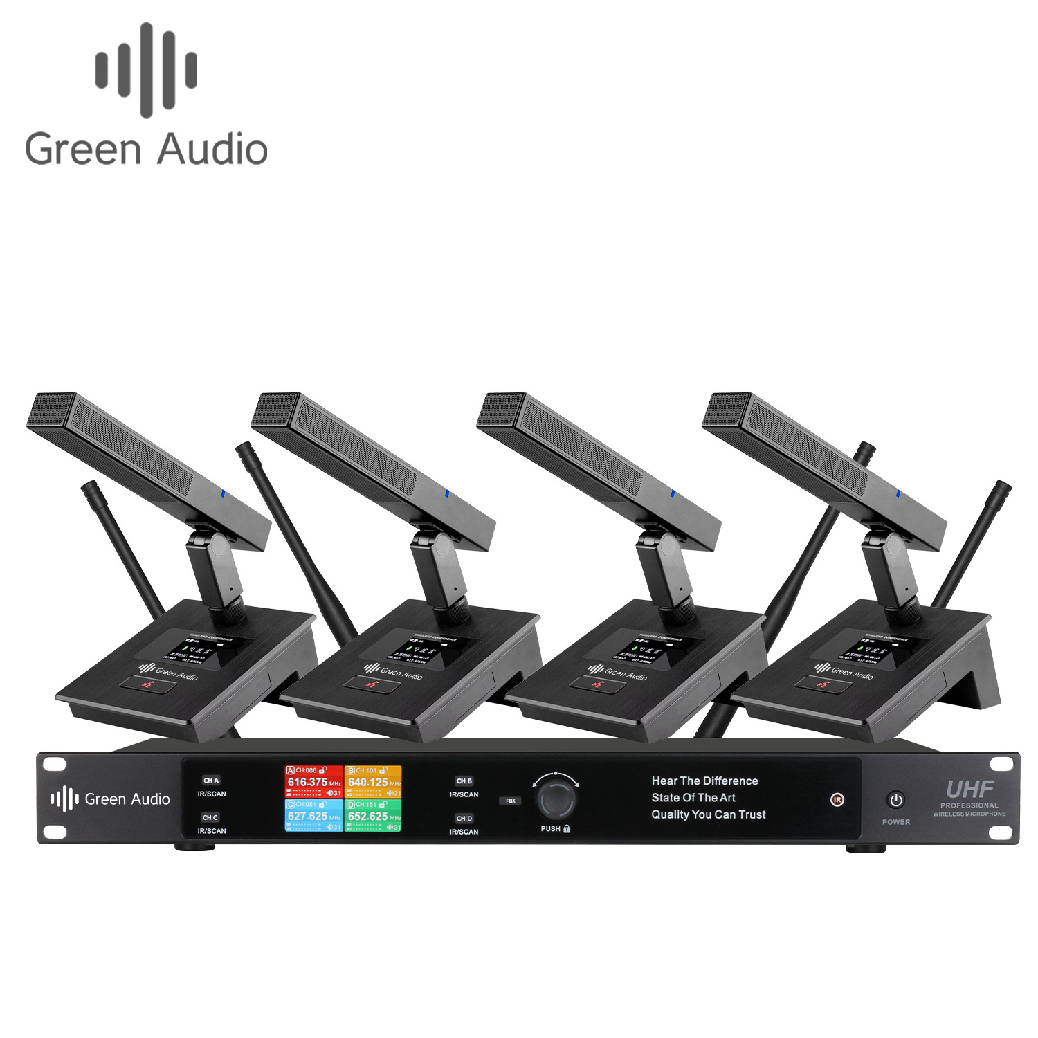 GAW-M46 Professional UHF mic one-to-four 4 channel wireless microphone System suitable for conference karaoke church stage