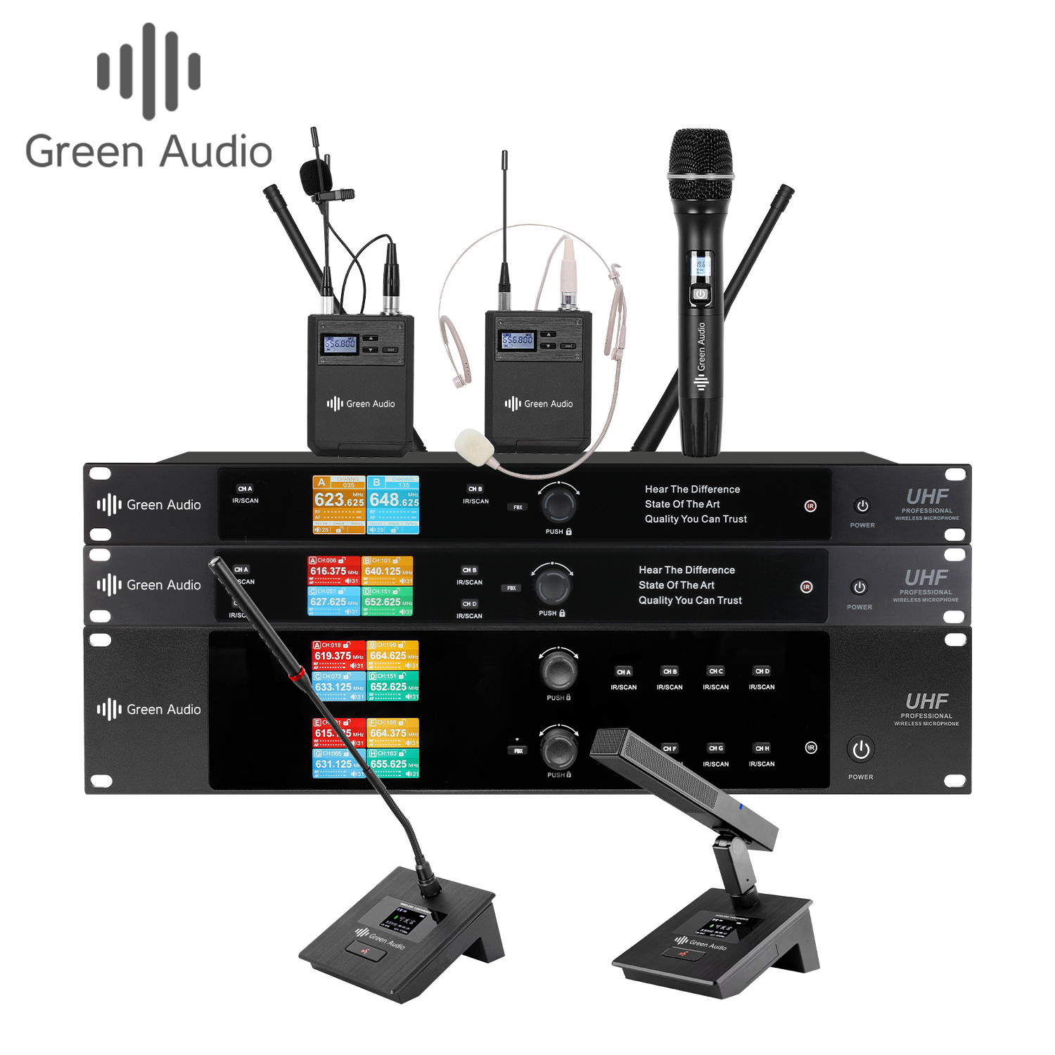 GAW-M46 Professional UHF mic one-to-four 4 channel wireless microphone System suitable for conference karaoke church stage