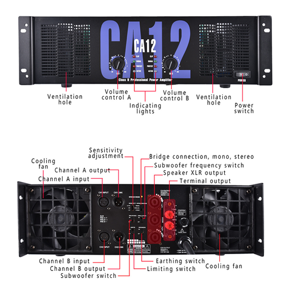 GAP-CA2 CA4 CA6 CA9 CA12 CA18 CA20 CA30 CA50 CA68 CA100 Professional 275/400 watt 2 channel audio high Power Amplifier