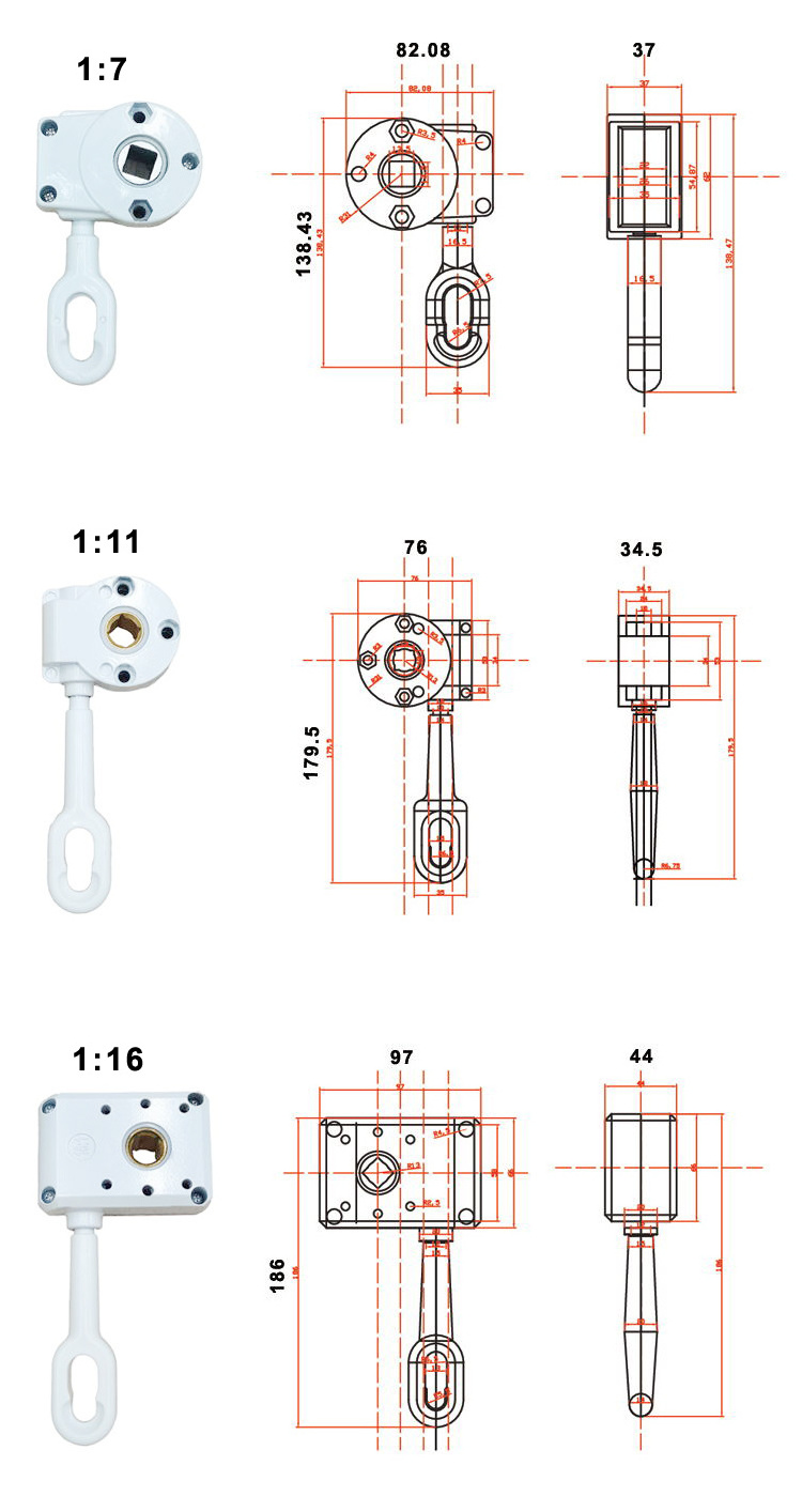 Aluminum Manual Retractable Awning gear Box Metal Awning parts