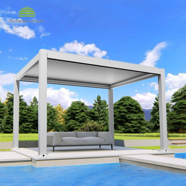 Electric Control Pergola Opening Roof Louver Aluminum Waterproof Gazebos Canopy