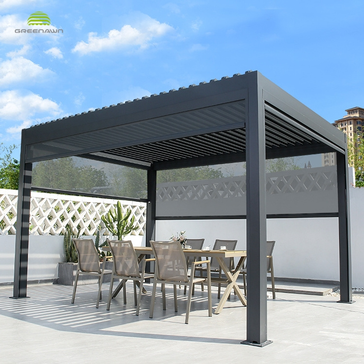 Outdoor bioclimatic waterproof aluminium louver pergola gazebo for sale