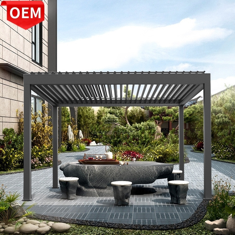 Garden aluminium electric motorized bioclimatica pergola gazebo outdoor