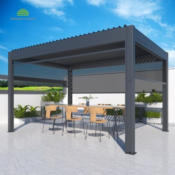 Eco Friendly Aluminum Motorized Waterproof Sunshade Gazebo Pergola Outdoor with Louvre Roof