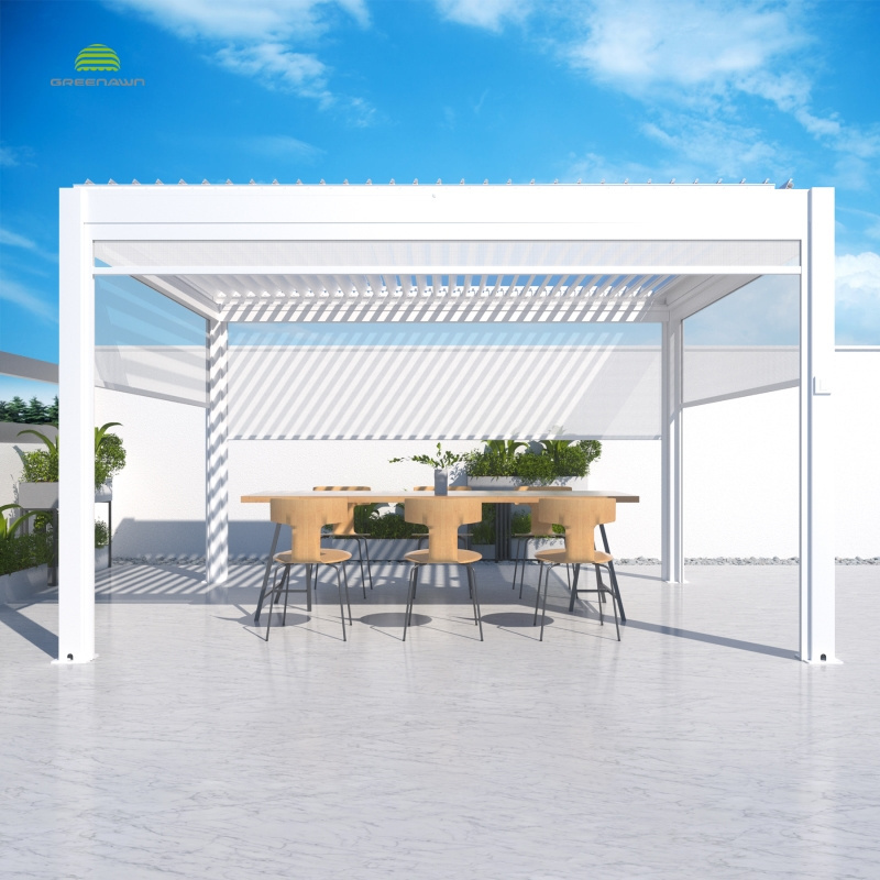 Eco Friendly Aluminum Motorized Waterproof Sunshade Gazebo Pergola Outdoor with Louvre Roof