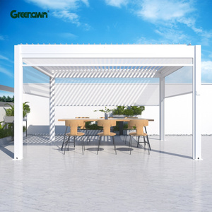 Eco- Friendly Sustainable Waterproof Customized Motorized Metal Garden Pergola Louvre Waterproof Aluminium Folding Gazebo Roof