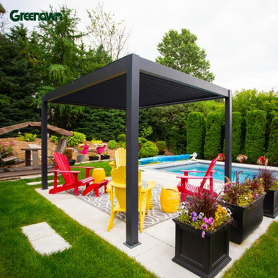 Outdoor Aluminium Canopy Wall Mounted Waterproof Louver Opening Roof Cover Motorized Pergola Gazebo