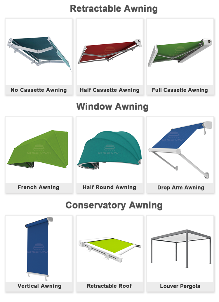 window retractable awning/patio rain cover/aluminum awnings canopies