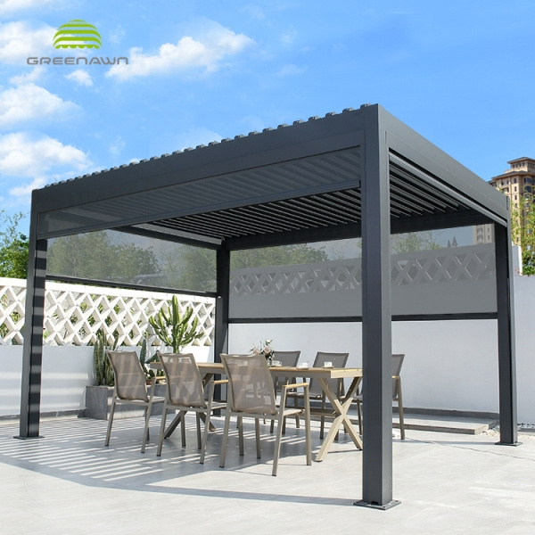 3x4 Luxury Garden Black Gazibo Gazebo Pergola Motorised Outdoor Aluminum Patio Roof With Louvers