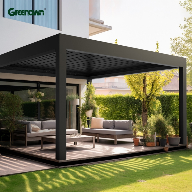 Easily Assembled Garden Gazebo Canopy Aluminium Rotatable Louvered Pergola Roof System Bioclimatic