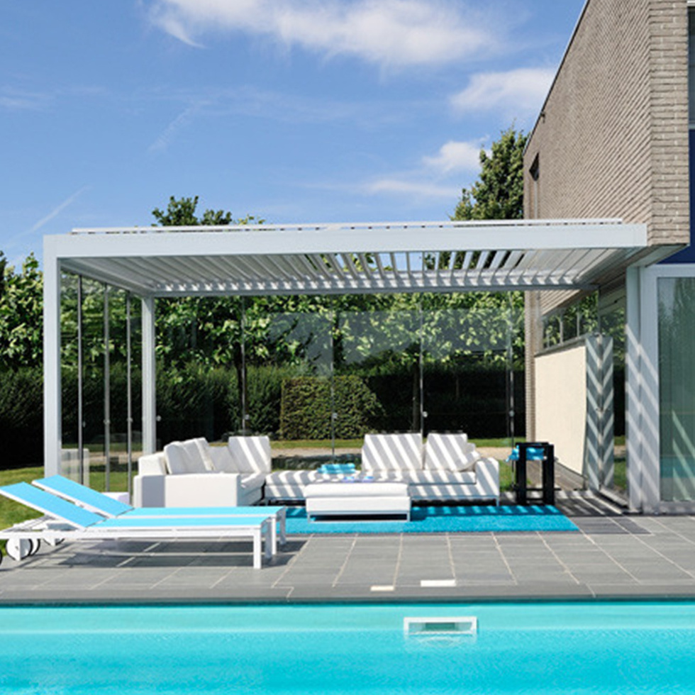 Customized aluminium motorized swimming pool pergola waterproof swimming pool gazebo