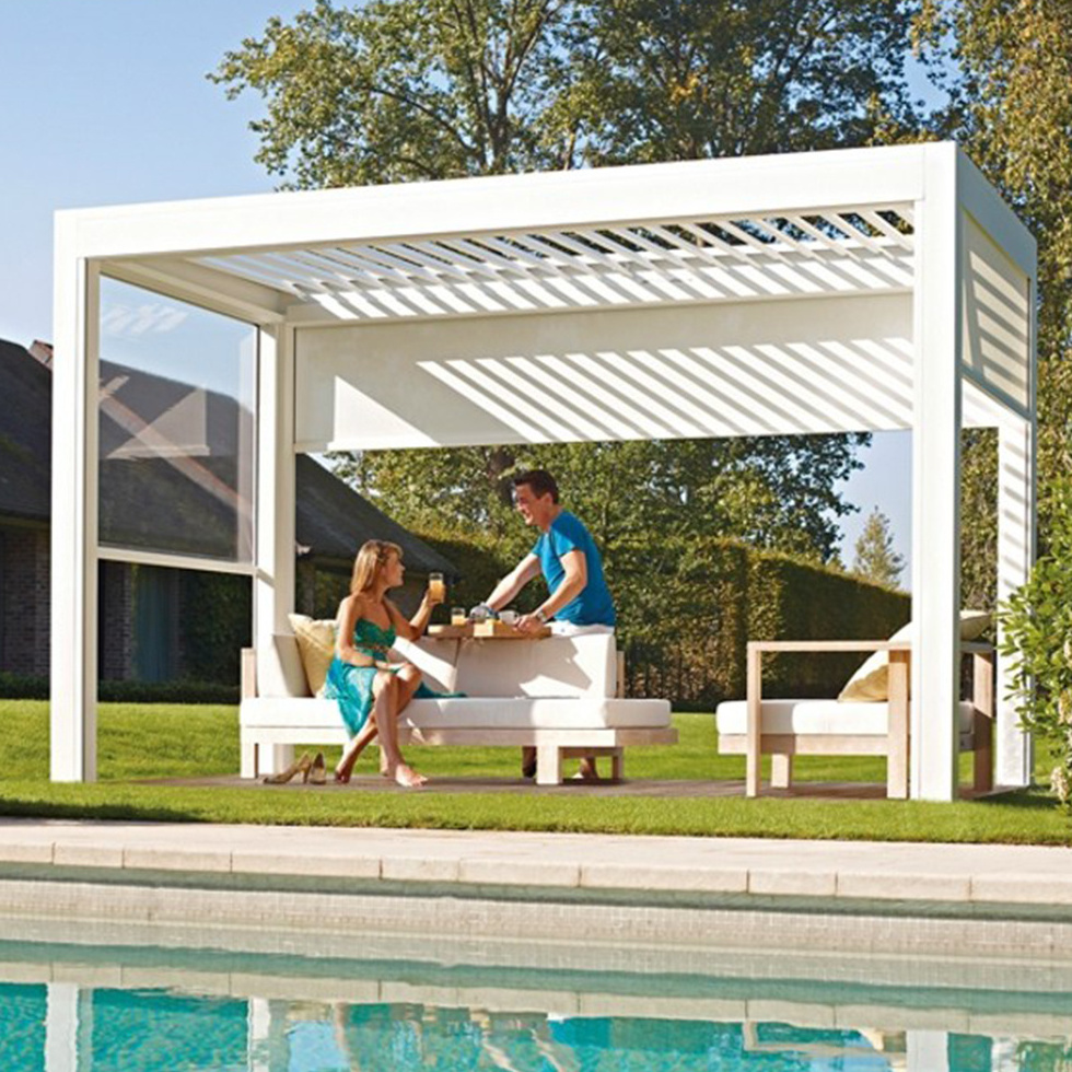 Customized aluminium motorized swimming pool pergola waterproof swimming pool gazebo