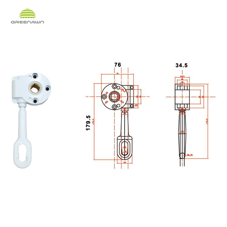 Aluminum Manual Retractable Awning gear Box Metal Awning parts