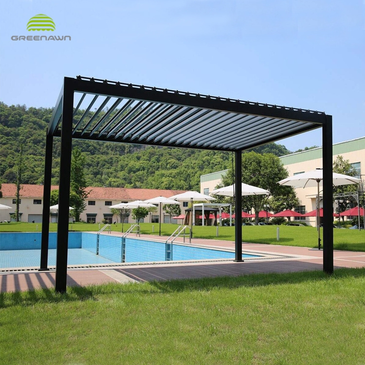 Garden Aluminum Pergola Covers Motorized Modern Waterproof Sunshade Openning Roof Patio Louver Cover