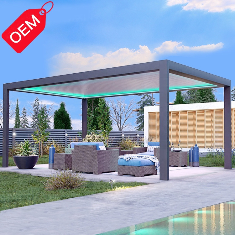 Customized Waterproof Sustainable ECO FRIENDLY Outdoor electric aluminum garden pergola louvered roof awning patio cover