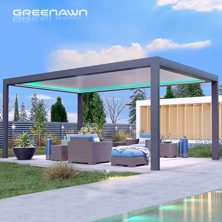 Luxury Modern Outdoor Pergola Aluminium Waterproof Louver Roof Metal Garden Pergola