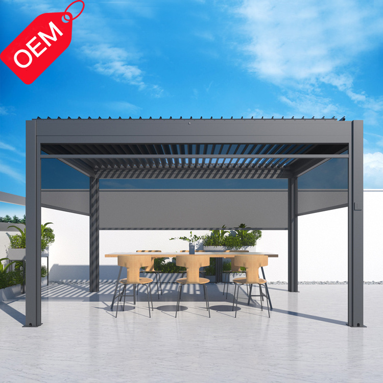 Luxury Modern Outdoor Pergola Aluminium Waterproof Louver Roof Metal Garden Pergola