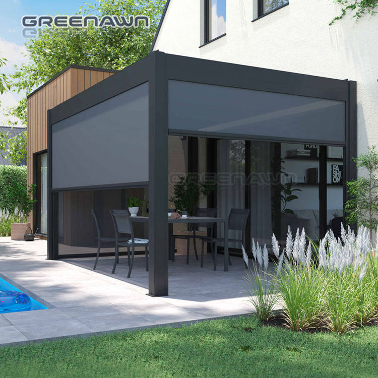 Greenawn Modern Outdoor Waterproof Louvered Aluminum Gazebo Pergola