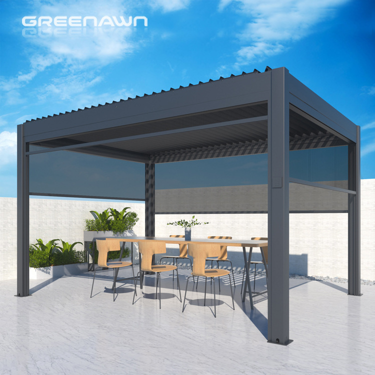 Greenawn Modern Outdoor Waterproof Louvered Aluminum Gazebo Pergola