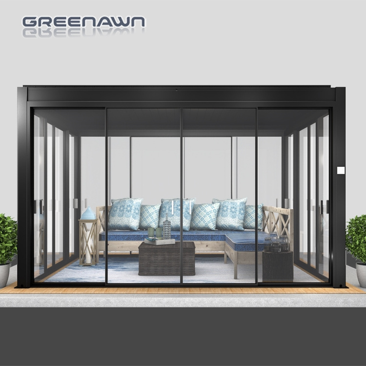 Outdoor modern motorized gazebo bioclimatic aluminum pergola commercial greenhouse mini greenhouse supplies