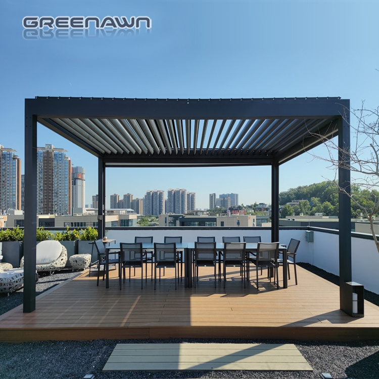 4mx4m pergola aluminium with blinds Exterior Waterproof Motorized Metal Gazebo Pergola