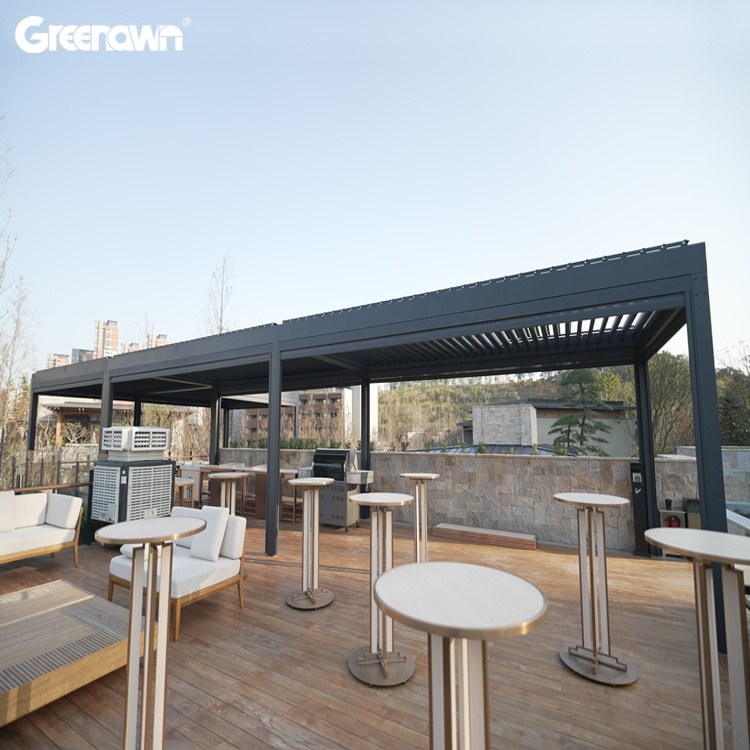 Customized Waterproof Sustainable ECO FRIENDLY Outside Shade Covered Gazebo Designs White Black Grey Louvered Pergola