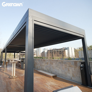 Customized Waterproof Sustainable ECO FRIENDLY Outdoor Motorized Opening Roof Louver Pergola Garden Spa Cover Gazebo