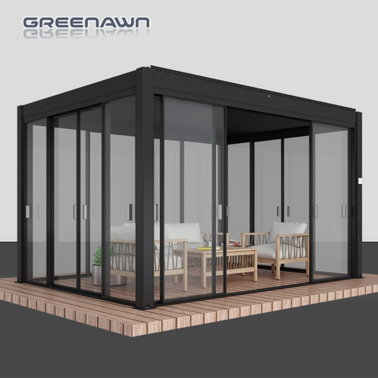 3X3 3X4 4X4 6X4m  Modern Outdoor Aluminum Pergola Motorized glass house winter garden sunroom