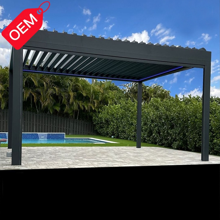 Gazebo Roofing Canopy Cover Easy Install Louvered Pergola Bioclimatic Motorized Adjustable Aluminum Pergola