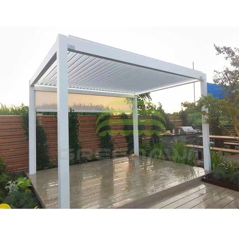 Luxury Villa Backyard Gazebo Outdoor Aluminium Shade Motorized Aluminium Pergola Outdoor Kitchen